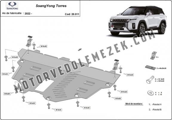 Acél motor, kapcsolószekrény, hütő védőlemez Ssangyong Torres