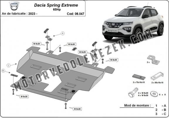 Acél motor, kapcsolószekrény védőlemez Dacia Spring