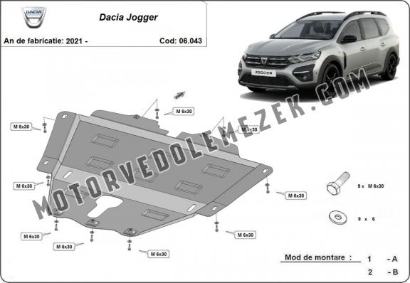 Acél motor, kapcsolószekrény védőlemez Dacia Jogger