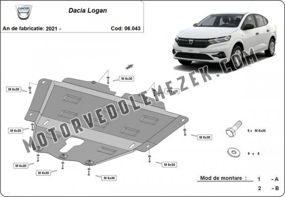 Acél motor, kapcsolószekrény védőlemez Dacia Logan