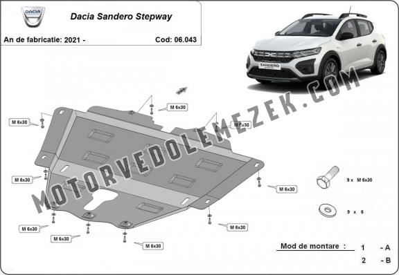 Acél motor, kapcsolószekrény védőlemez Dacia Sandero 3 Stepway