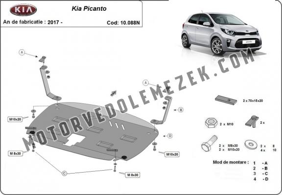 Acél motor, kapcsolószekrény, hütő védőlemez Kia Picanto