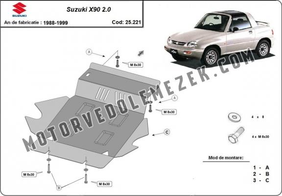 Acél motor, hütő védőlemez Suzuki X90 2.0