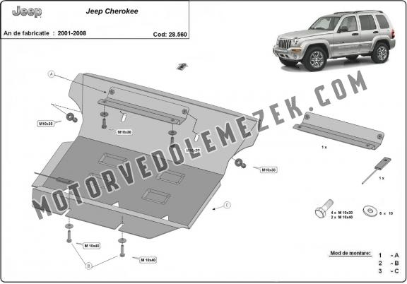 Acél motor, hütő védőlemez Jeep Cherokee - KJ