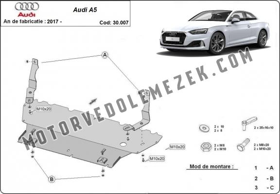 Acél motor, hütő védőlemez Audi A5