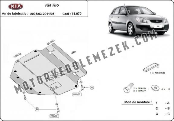 Acél motor, kapcsolószekrény védőlemez Kia Rio 2