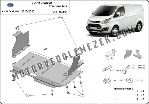 Acél motor, kapcsolószekrény védőlemez Ford Transit