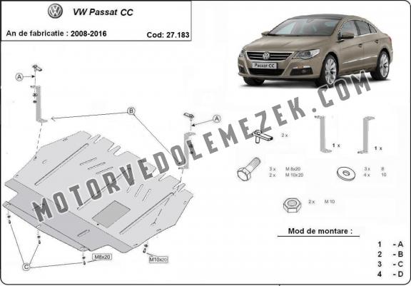 Acél motor, sebbeségváltó, hütő, első lökhárító védőlemez VW Passat CC
