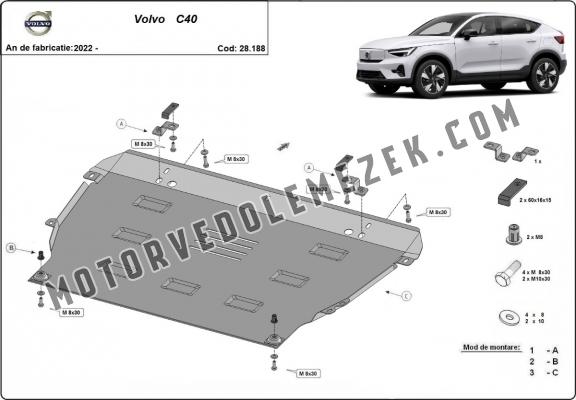 Acél motor, kapcsolószekrény, hütő védőlemez Volvo C40