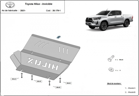 Acél hűtő védőlemez Toyota Hilux Invincible