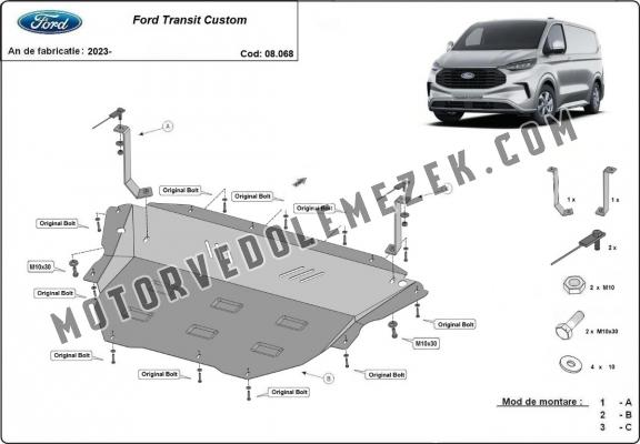 Acél motor, kapcsolószekrény védőlemez Ford Transit Custom