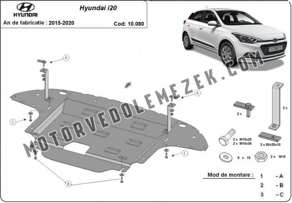 Acél motor, kapcsolószekrény, hütő védőlemez Hyundai i20