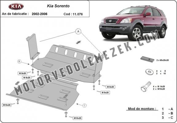 Acél motor, hütő védőlemez Kia Sorento