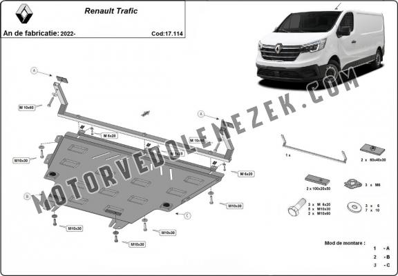 Acél motor, sebbeségváltó, hütő, első lökhárító védőlemez Renault Trafic