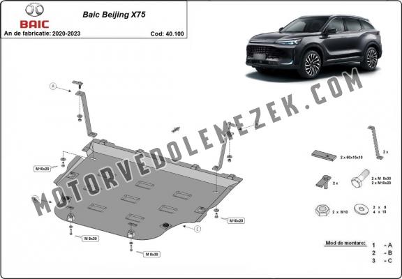 Acél motor, kapcsolószekrény, hütő védőlemez Baic Beijing X75