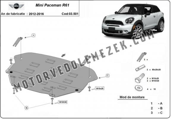 Acél motor, kapcsolószekrény védőlemez Mini Paceman R61