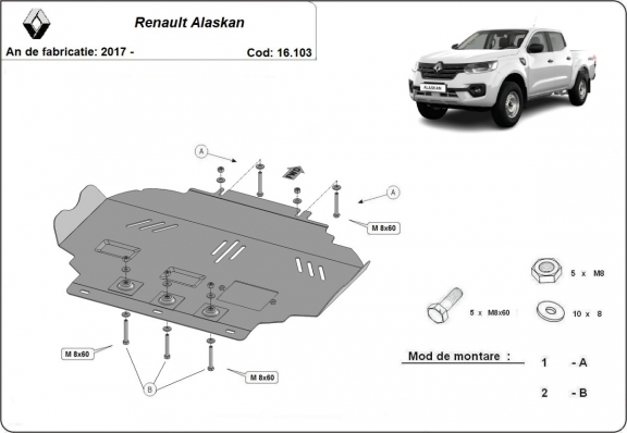 Motor, karter- védő acéllemez Renault Alaskan