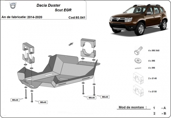 Acél EGR védő Dacia Duster