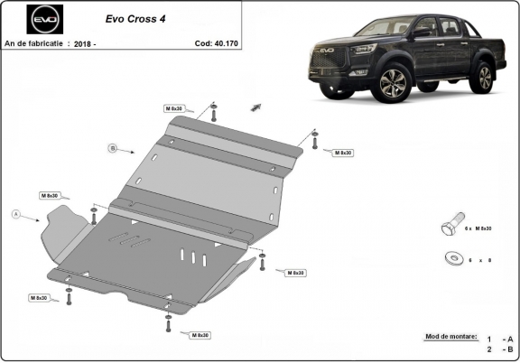 Acél motor, hűtő védőlemez Evo Cross 4
