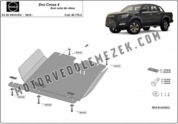 Steel gearbox skid plate for Evo Cross 4