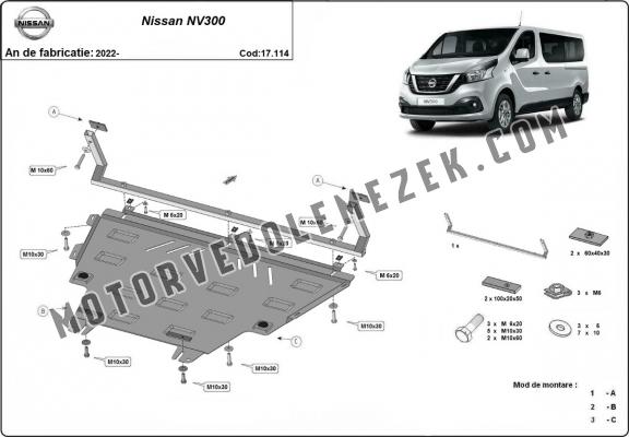 Acél motor, sebbeségváltó, hütő, első lökhárító védőlemez Nissan NV300