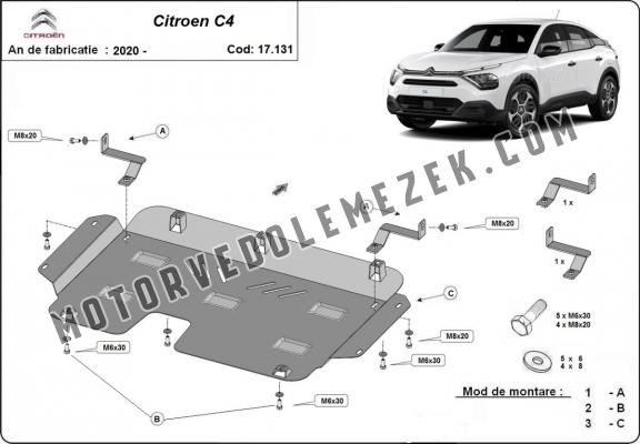 Acél motor, kapcsolószekrény, hütő védőlemez Citroen C4