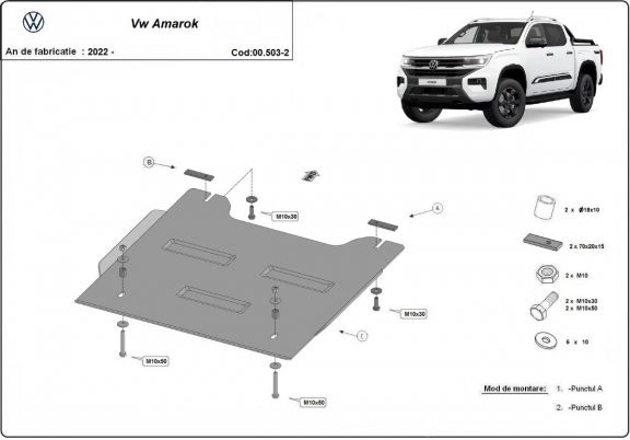 Acél osztómű védőlemez Volkswagen Amarok