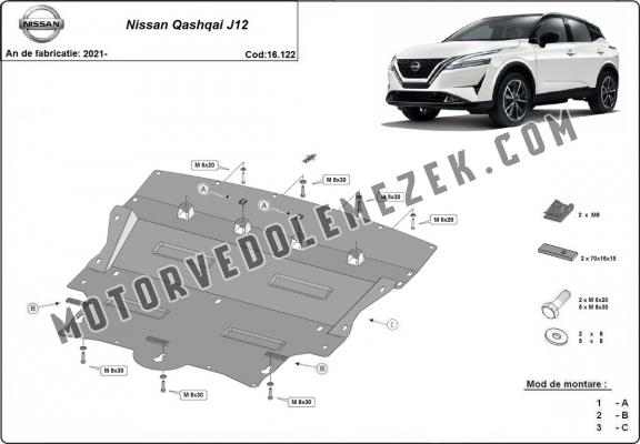 Acél motor, kapcsolószekrény, hütő védőlemez Nissan Qashqai J12