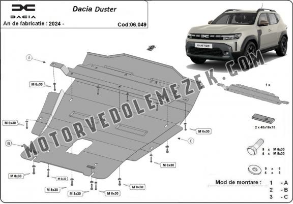 Acél motor, kapcsolószekrény védőlemez Dacia Duster - 4x4