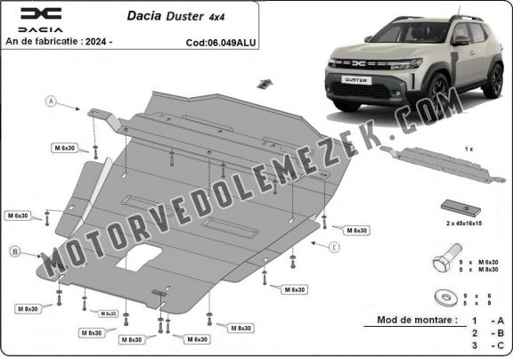 Aluminium motor, sebbeségváltó, hütő, első lökhárító védőlemez Dacia Duster- 4x4