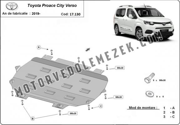 Acél motor, kapcsolószekrény, hütő védőlemez Toyota Proace City Verso