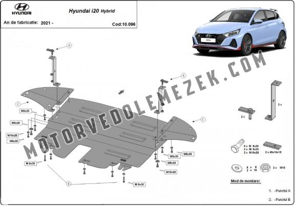 Acél motor, kapcsolószekrény, hütő védőlemez Hyundai i20 Hybrid