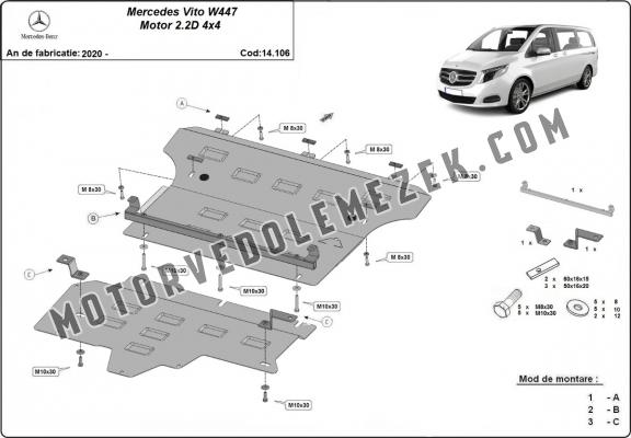 Acél motor, kapcsolószekrény védőlemez  Mercedes Vito W447