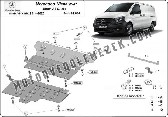 Acél motor, kapcsolószekrény védőlemez  Mercedes Viano W447