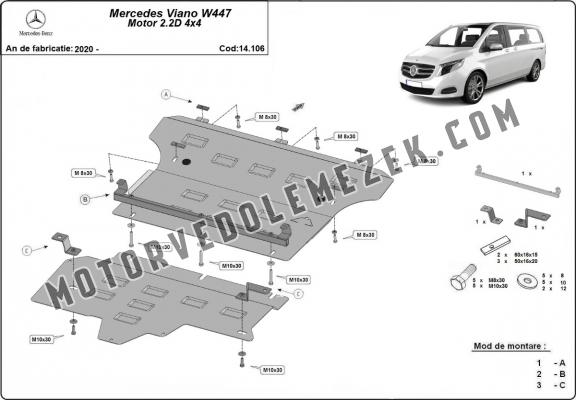 Acél motor, kapcsolószekrény védőlemez  Mercedes Viano W447