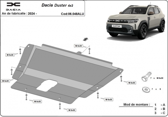 Alumínium motor, sebességváltó, hűtő, első lökhárító védőlemez Dacia Duster - 4x2 +4x4
