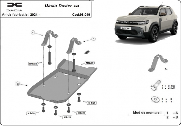 Alumínium differenciálmű védőlemez Dacia Duster 4x4