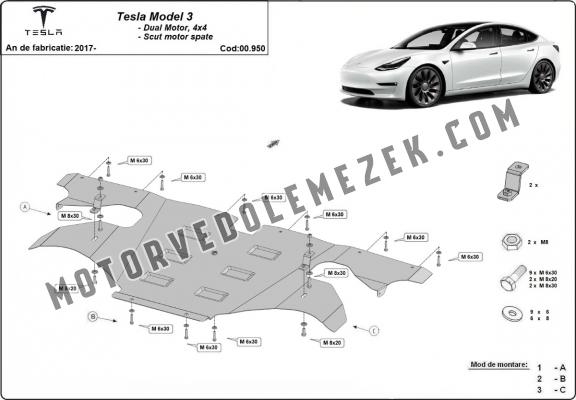 Hátsó villanymotor pajzs Tesla Model 3 AWD