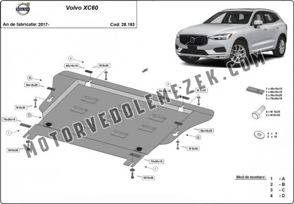 Acél motor, kapcsolószekrény védőlemez Volvo XC60