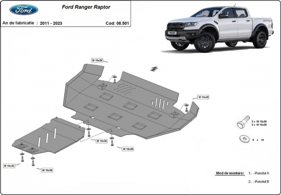 Acél motorvédőlemez Ford Ranger Raptor