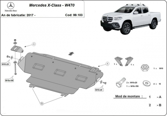 Acél hűtő védőlemez Mercedes X-Class