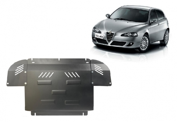 Acél motor, kapcsolószekrény védőlemez Alfa Romeo 147