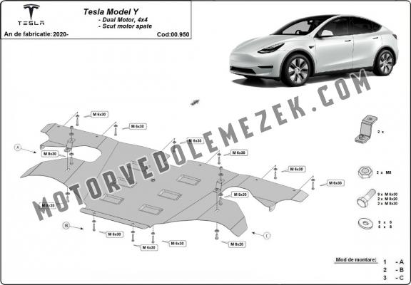 Hátsó villanymotor pajzs Tesla Model Y AWD