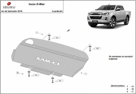 Acél hűtő védőlemez Isuzu D-Max