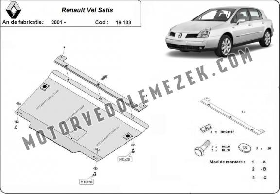 Acél motor, kapcsolószekrény védőlemez Renault Vels Satis