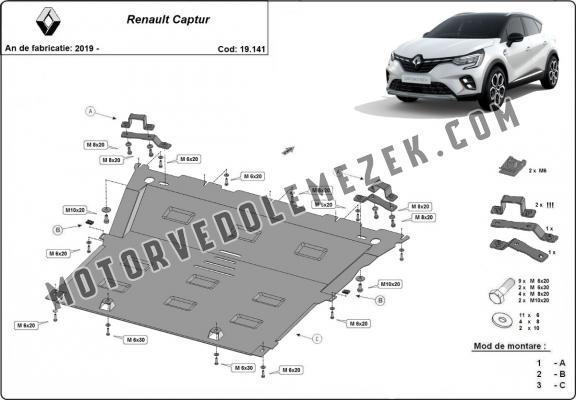 Acél motor, kapcsolószekrény, hütő védőlemez Renault Captur