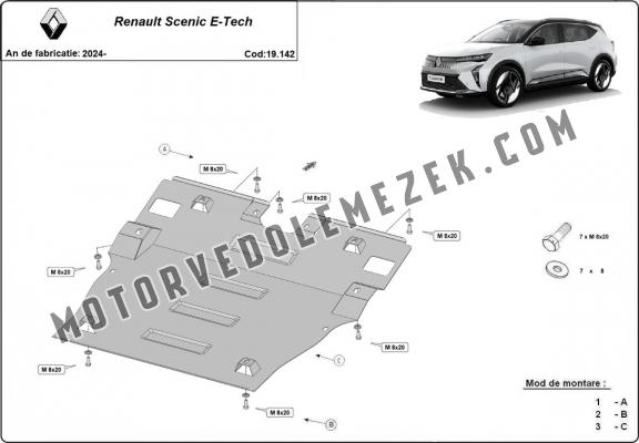 Acél kapcsolószekrény, hütő védőlemez Renault Scenic E-Tech