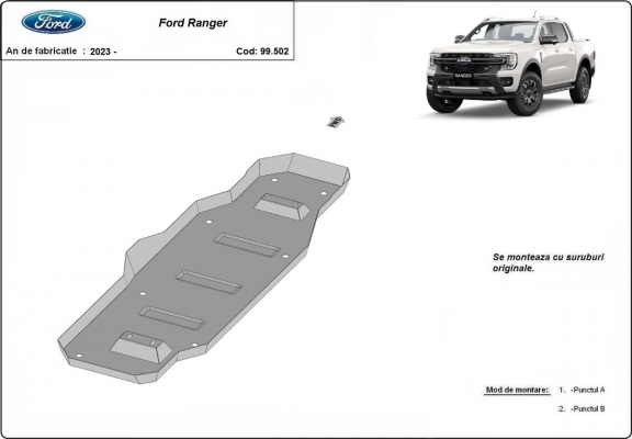 Acél üzemanyagtartály védőlemez Ford Ranger (MB3G9A147CF