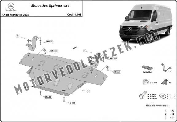 Acél motor, hütő védőlemez Mercedes Sprinter 907 4x4