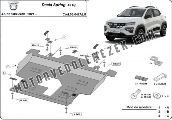 Aluminium motor, kapcsolószekrény védőlemez Dacia Spring